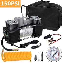 Компресор За Гуми Двуцилиндров Метален 12V 20A с подарък удобна чантичка за съхранение 