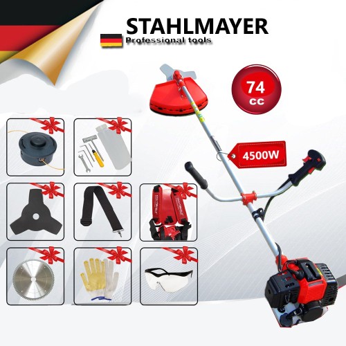 Бензинов Тример за Трева Храсторез Кастрачка за Храсти 74 кубика STAHLMAYER модел: 2024