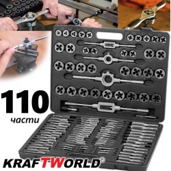 Комплект за нарязване на резби метчици и плашки -110 части KraftWelle